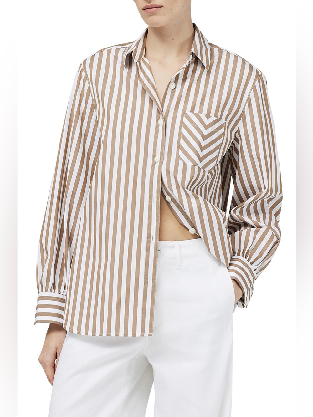 Rag & Bone Maxine XS Brown Stripe Cotton Button Up Shirt VGUC